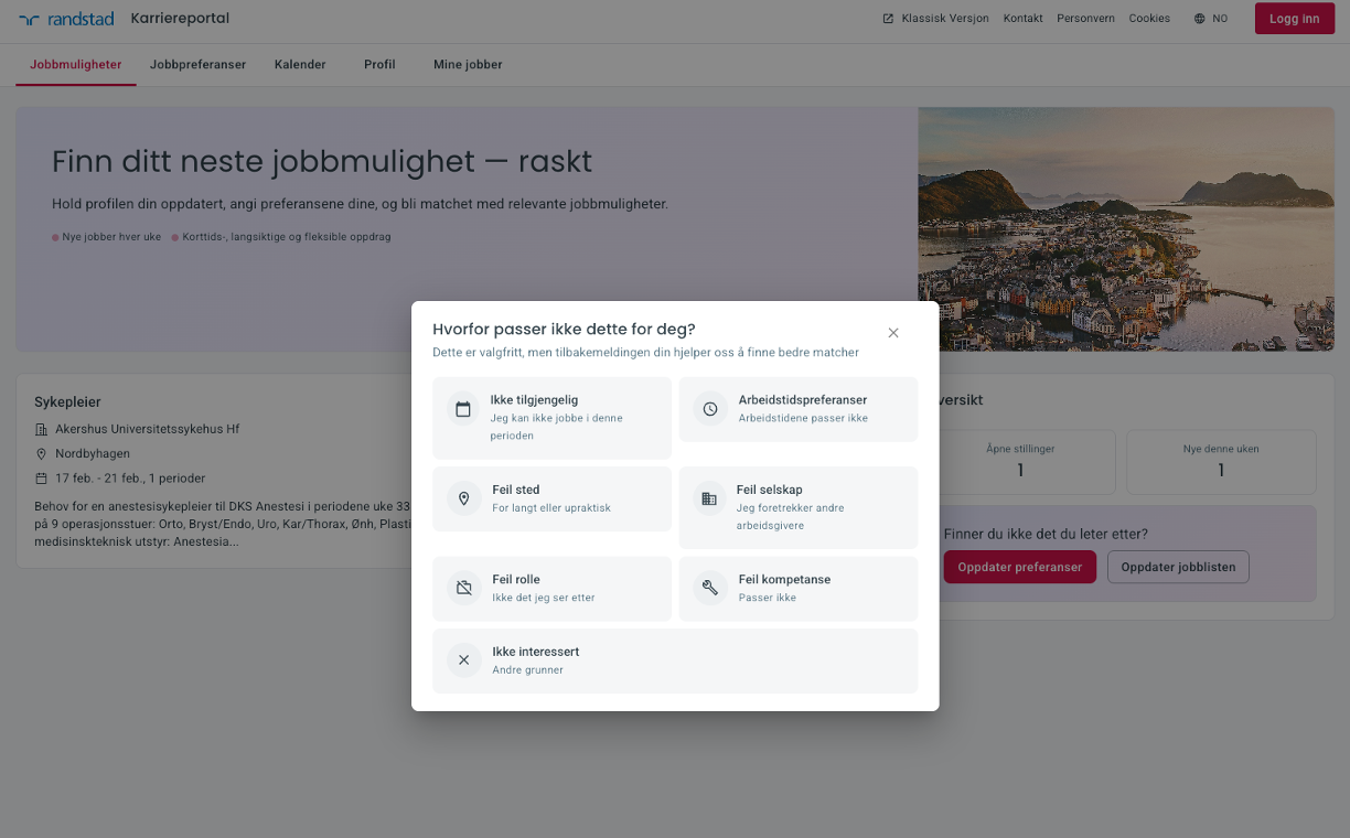 Feedback preferences interface