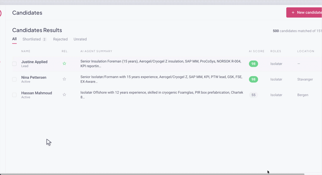 Writing a candidate note that feeds the AI