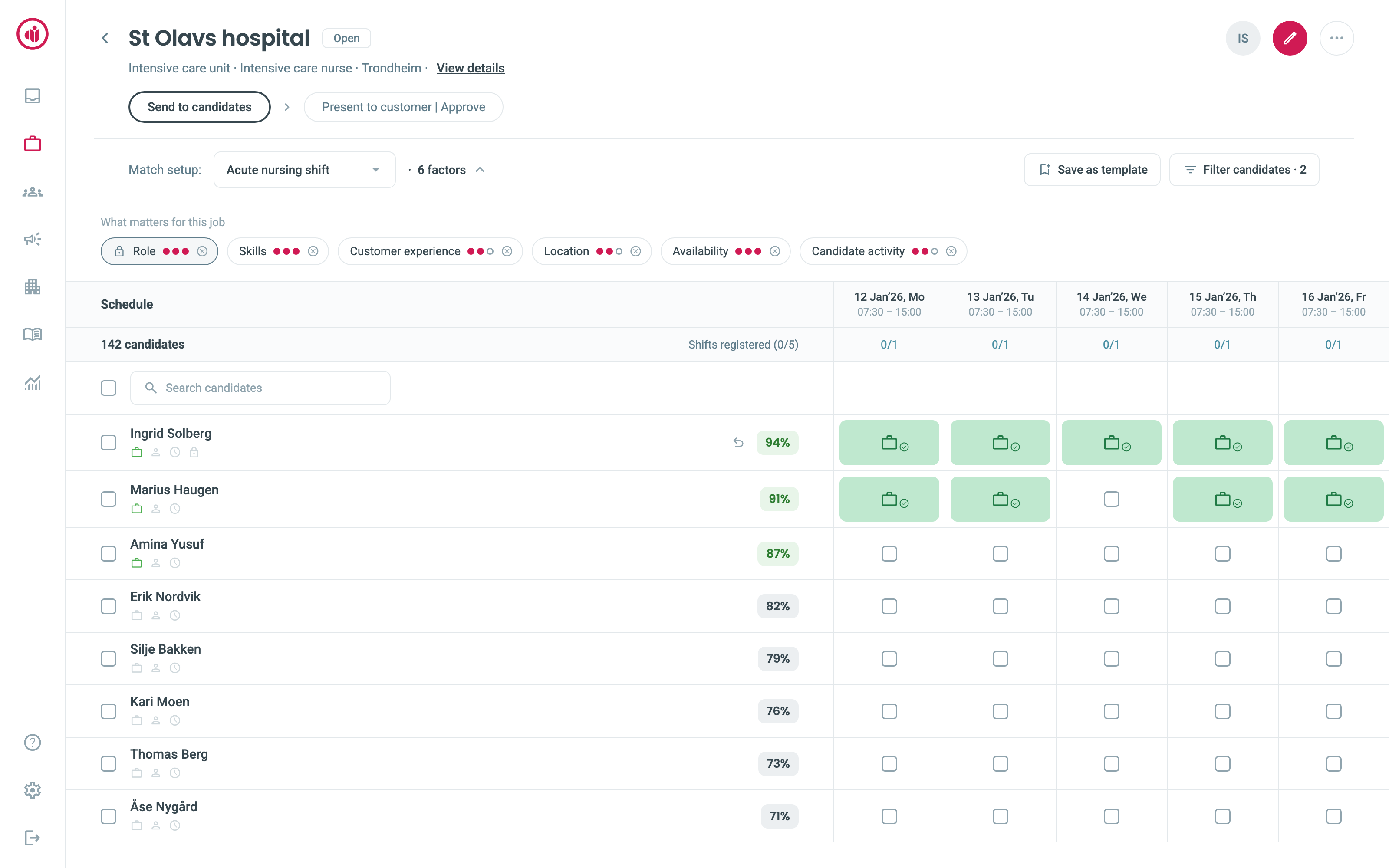 The new Recommender with importance chips and weight templates