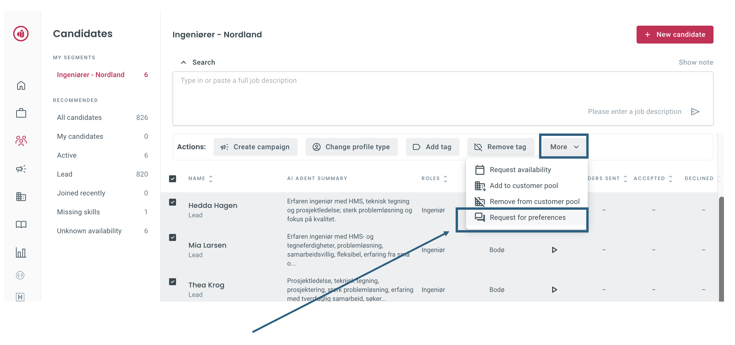 Request for preferences in the More menu
